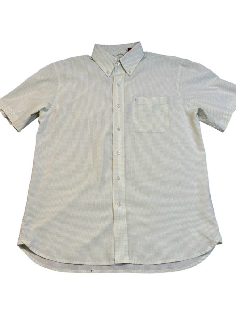 Izod Short Sleeve Button-Down Shirt in White and Blue Check - Picture 5 of 10